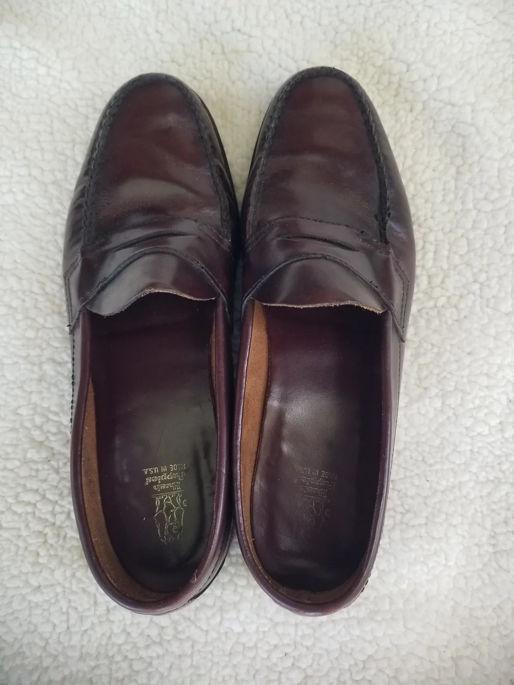 Hush Puppies Men's Leather Penny Loafers in Burgundy